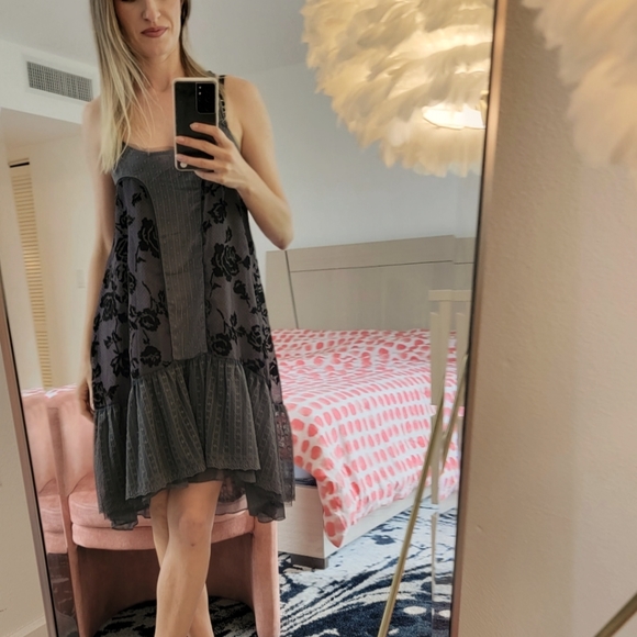 NBW Free People Stunning Boho Style Charcoal Midi Dress - Picture 1 of 12